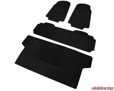 Spec-D Universal Black PVC Rubber Floor Mats w/ 2x front, 1x rear & 1x trunk liner - MAT-3201BLK