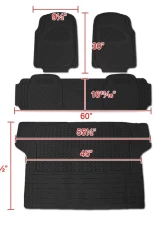 Spec-D Universal Black PVC Rubber Floor Mats w/ 2x front, 1x rear & 1x trunk liner                                     - MAT-3201BLK - Image 2