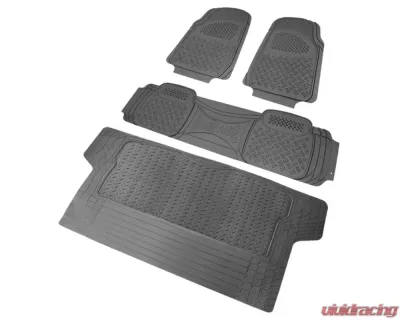 Spec-D Universal Gray PVC Rubber Floor Mats w/ 2x front, 1x rear & 1x trunk liner - MAT-3201GRY