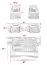 Spec-D Universal Gray PVC Rubber Floor Mats w/ 2x front, 1x rear & 1x trunk liner                                     - MAT-3201GRY - Image 2