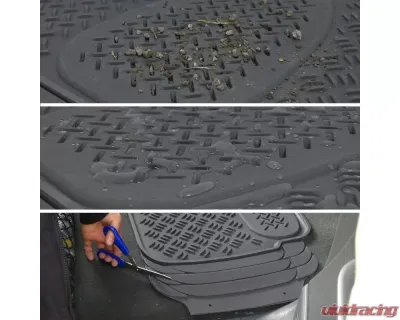 Spec-D Universal Gray PVC Rubber Floor Mats w/ 2x front, 1x rear & 1x trunk liner - MAT-3201GRY