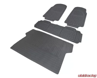 Spec-D Universal Gray PVC Rubber Floor Mats w/ 2x front, 1x rear & 1x trunk liner - MAT-3201GRY