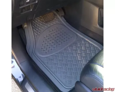 Spec-D Universal Gray PVC Rubber Floor Mats w/ 2x front, 1x rear & 1x trunk liner - MAT-3201GRY