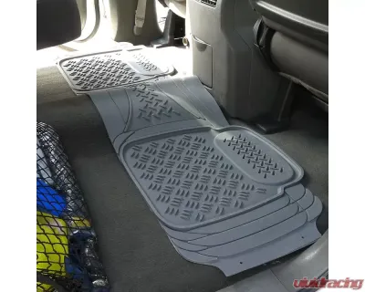 Spec-D Universal Gray PVC Rubber Floor Mats w/ 2x front, 1x rear & 1x trunk liner - MAT-3201GRY