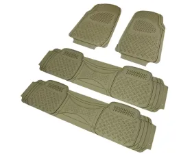 Spec-D Universal Beige PVC Rubber Floor Mats w/ 2x front & 2x rear