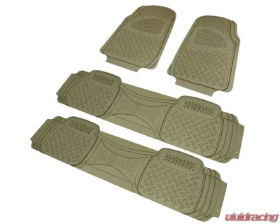 Spec-D Universal Beige PVC Rubber Floor Mats w/ 2x front & 2x rear - MAT-4001BGE
