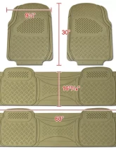 Spec-D Universal Beige PVC Rubber Floor Mats w/ 2x front & 2x rear                                     - MAT-4001BGE - Image 2