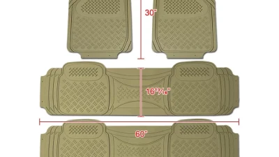 Spec-D Universal PVC Rubber Non-Slip Floor Mats - 4PC (Beige)                                     - MAT-4001BGE - Image 2
