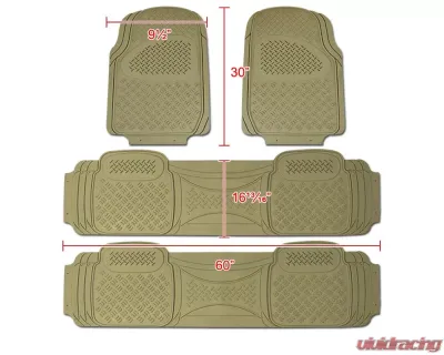 Spec-D Universal Beige PVC Rubber Floor Mats w/ 2x front & 2x rear - MAT-4001BGE