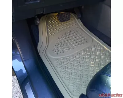 Spec-D Universal Beige PVC Rubber Floor Mats w/ 2x front & 2x rear - MAT-4001BGE