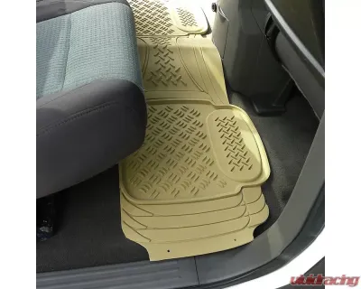Spec-D Universal Beige PVC Rubber Floor Mats w/ 2x front & 2x rear - MAT-4001BGE