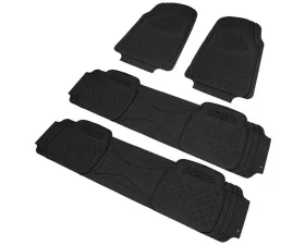 Spec-D Universal Black PVC Rubber Floor Mats w/ 2x front & 2x rear