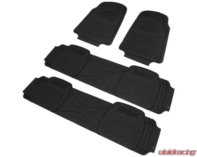 Spec-D Universal Black PVC Rubber Floor Mats w/ 2x front & 2x rear - MAT-4001BLK