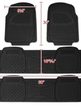 Spec-D Universal Black PVC Rubber Floor Mats w/ 2x front & 2x rear                                     - MAT-4001BLK - Image 2