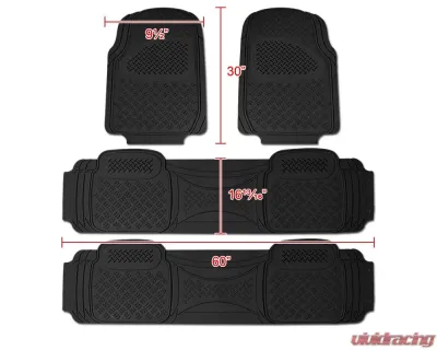 Spec-D Universal Black PVC Rubber Floor Mats w/ 2x front & 2x rear - MAT-4001BLK