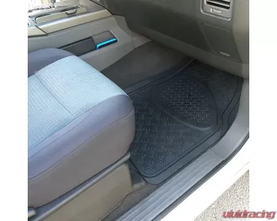 Spec-D Universal Black PVC Rubber Floor Mats w/ 2x front & 2x rear - MAT-4001BLK