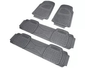 Spec-D Universal Gray PVC Rubber Floor Mats w/ 2x front & 2x rear