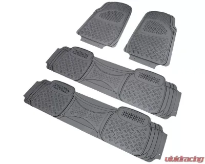 Spec-D Universal Gray PVC Rubber Floor Mats w/ 2x front & 2x rear - MAT-4001GRY