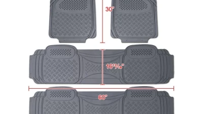 Spec-D Universal PVC Rubber Non-Slip Floor Mats - 4PC (Gray)                                     - MAT-4001GRY - Image 2
