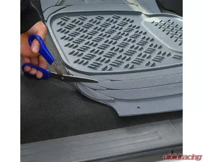 Spec-D Universal Gray PVC Rubber Floor Mats w/ 2x front & 2x rear - MAT-4001GRY