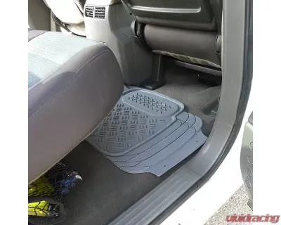 Spec-D Universal Gray PVC Rubber Floor Mats w/ 2x front & 2x rear - MAT-4001GRY