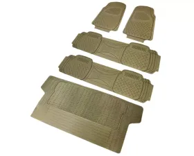 Spec-D Universal Beige PVC Rubber Floor Mats w/ 2x front, 2x rear & 1x trunk liner