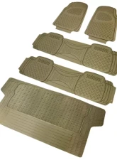 Spec-D Universal Beige PVC Rubber Floor Mats w/ 2x front, 2x rear & 1x trunk liner                                     - MAT-4201BGE - Image 10