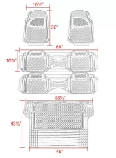 Spec-D Universal Beige PVC Rubber Floor Mats w/ 2x front, 2x rear & 1x trunk liner                                     - MAT-4201BGE - Image 2