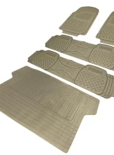 Spec-D Universal Beige PVC Rubber Floor Mats w/ 2x front, 2x rear & 1x trunk liner                                     - MAT-4201BGE - Image 8