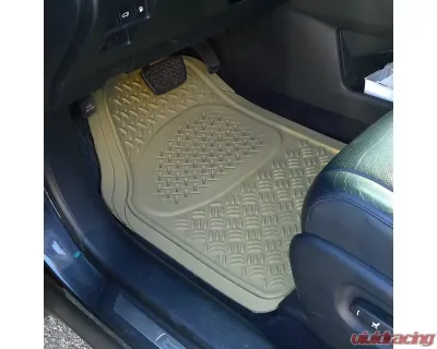 Spec-D Universal Beige PVC Rubber Floor Mats w/ 2x front, 2x rear & 1x trunk liner - MAT-4201BGE