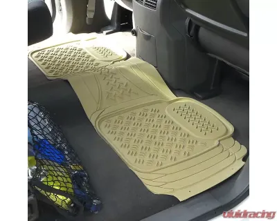 Spec-D Universal Beige PVC Rubber Floor Mats w/ 2x front, 2x rear & 1x trunk liner - MAT-4201BGE