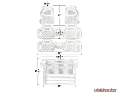 Spec-D Universal Black PVC Rubber Floor Mats w/ 2x front, 2x rear & 1x trunk liner - MAT-4201BLK