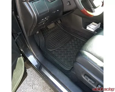 Spec-D Universal Black PVC Rubber Floor Mats w/ 2x front, 2x rear & 1x trunk liner - MAT-4201BLK