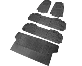 Spec-D Universal Gray PVC Rubber Floor Mats w/ 2x front, 2x rear & 1x trunk liner