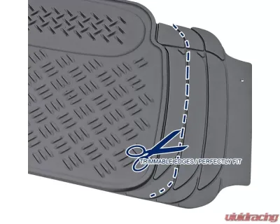 Spec-D Universal Gray PVC Rubber Floor Mats w/ 2x front, 2x rear & 1x trunk liner - MAT-4201GRY