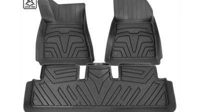 Spec-D Matte Black Injection TPE Front & Rear Floor Mats - 5PC Tesla Model 3 2017-2022                                     - MAT-TSLA317-MP - Image 10