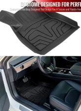 Spec-D Matte Black Injection TPE Floor Mats (5pc) Tesla Model 3 2017-2022                                     - MAT-TSLA317-MP - Image 4