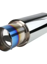 Spec-D N1 Style 2.5" Inlet | 4" Outlet T-304 Stainless Steel Exhaust Muffler w/ Burn Blue Titanium Tip                                     - MF-RS310FTT - Image 8