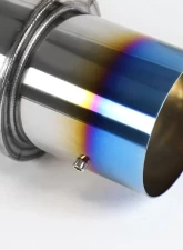 Spec-D N1 Style 2.5" Inlet | 4" Outlet T-304 Stainless Steel Exhaust Muffler w/ Burn Blue Titanium Tip                                     - MF-RS310FTT - Image 5