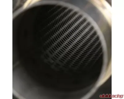 Spec-D N1 Style 2.5" Inlet | 4" Outlet T-304 Stainless Steel Exhaust Muffler w/ Burn Blue Titanium Tip - MF-RS310FTT