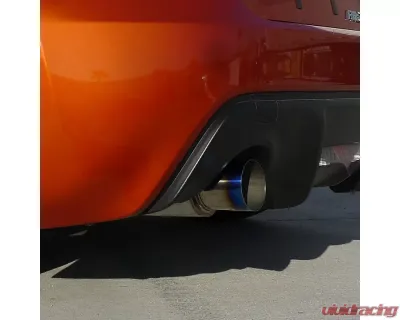 Spec-D N1 Style 2.5" Inlet | 4" Outlet T-304 Stainless Steel Exhaust Muffler w/ Burn Blue Titanium Tip - MF-RS310FTT