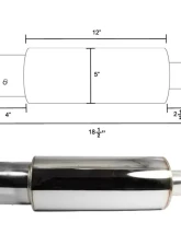 Spec-D N1 Style 2.5" Inlet | 4" Outlet T-304 Stainless Steel Exhaust Muffler w/ Removable Silencer                                     - MF-RS310 - Image 2