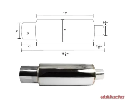 Spec-D N1 Style 2.5" Inlet | 4" Outlet T-304 Stainless Steel Exhaust Muffler w/ Removable Silencer - MF-RS310