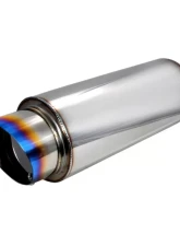 Spec-D Universal 2.5" Inlet | 4" Outlet T-304 Stainless Steel Muffler w/ Fireball Style Burn Tip                                     - MF-RS341T - Image 6