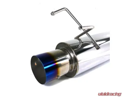 Spec-D Universal 2.5" Inlet | 4" Outlet T-304 Stainless Steel Muffler w/ Fireball Style Burn Tip - MF-RS341T