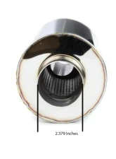 Spec-D Universal 2.5" Inlet | 4" Outlet T-304 Stainless Steel Muffler w/ Fireball Style Burn Tip                                     - MF-RS341T - Image 6