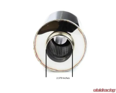 Spec-D Universal 2.5" Inlet | 4" Outlet T-304 Stainless Steel Muffler w/ Fireball Style Burn Tip - MF-RS341T