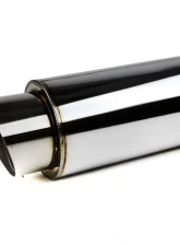 Spec-D Universal 2.5" Inlet | 4" Outlet T-304 Stainless Steel Muffler w/ Fireball Style Tip                                     - MF-RS341 - Image 2