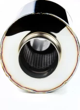 Spec-D Universal 2.5" Inlet | 4" Outlet T-304 Stainless Steel Muffler w/ Fireball Style Tip                                     - MF-RS341 - Image 5