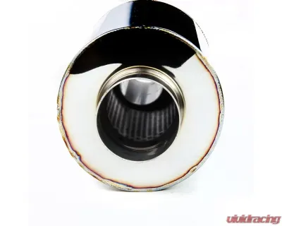 Spec-D Universal 2.5" Inlet | 4" Outlet T-304 Stainless Steel Muffler w/ Fireball Style Tip - MF-RS341